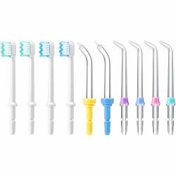 10 Pieces Replacement Tips Compatible With Waterpik Water Flosser WP-100 WP-100W WP-260 And More Includes Classic Jet Tips Brush Tips And Pocket Tips
