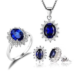 JewelryPalace Women's 7.9ct Created Blue Sapphire Jewelry Sets