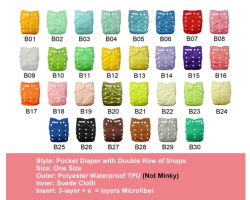10PCS Hot Alva Baby Cloth Diaper Nappy With 10 Inserts - Solid Color