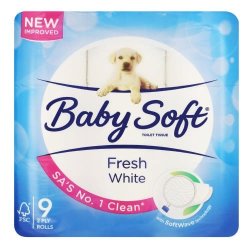 Baby Soft 2-PLY Toilet Tissue White 9 Rolls