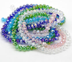 Crystal Quartz - Faceted - Glass Beads - Rondelle - Mixed Colors - 8mm - Sold Per 42cm Strand