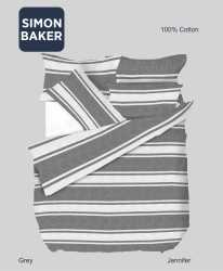 Simon Baker Jennifer Printed 100% Cotton Duvet Cover Sets - Grey Various Sizes - Grey Three Quarter 150CM X 200CM +1 Pillowcase 45CM X 70CM