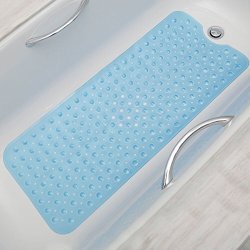 Bath Aveenis Mat For Tub Anti-slip Tub Mat Extra-long Tub Shower Mats Machine Washable 39" L X 16" W Clear Blue