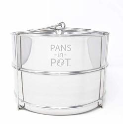 8QT Stainless Steel Stackable Steamer Insert Pans With Max Fill Line Indicators For Instant Pot 8 Qt