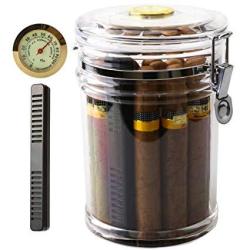 XIFEI Acrylic Humidor Jar With Humidifier And Hygrometer Humidor That Can Hold About 18 Cigars Clear