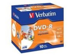 Verbatim Pack of 10 4.7 GB Printable DVD-R Discs in Jewel Cases