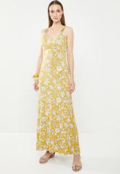 Edit Maxi Wrap Front Dress in Yellow