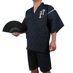Mens Japanese Pyjama Sets Yukata Jinbei Hippari Traditional Kimono Nightwear