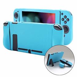 Pandaren Cover Skin Compatible For Nintendo Switch Consoles And Joycon 3IN1 Silicone Case With Larger Handgrip Protector Blue