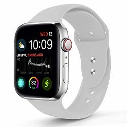 Nukelolo Sport Band Compatible With Apple Watch 42MM 44MM Soft Silicone Replacement Strap Compatible For Apple Watch Series 4 3 2 1 S m Size In Soft White Color