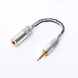 Okcsc Gold Plated 2.5MM Male To 4.4MM Female Stereo Audio Jack Adapter Cable Convert Cable For Headphone 8N Cable Black-silver