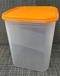 Tupperware Large Modular Mate Storage Container Clear W orange Seal New.