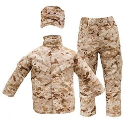 Trendy Apparel Shop Kid's Us Soldier Digital Camouflage Uniform 3PC Set Costume Cap Jacket Pants - Desert - L