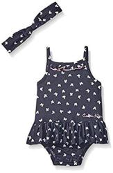 In Stock Ready To Ship Calvin Klein Baby Girls' Printed Knit Denim Sunsuit With Headband Size:...