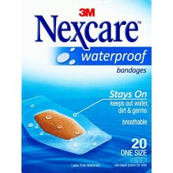 Nexcare 3M Waterproof Bandages 6.3CM X 3.2CM 20 Strips