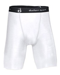 Badger Men's 8" Inseam B-fit Blended Compression Short L White