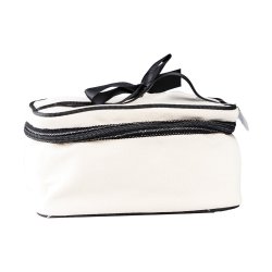 Toiletry Bag With Handle Canvas Cream + Black