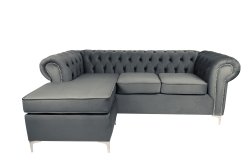 Odel Chesterfield 3 Seater Couch - Grey