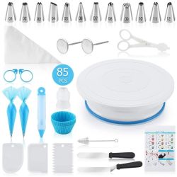 Maisonware 85-PIECE Cake Decorating Kit With A Non-slip Cake Turntable
