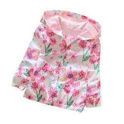 Female Baby Flowers Hoodie Long Sleeve Windbreaker Baby Clothes - Pink 5T