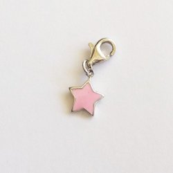 Pink Enamel Star Charm In 925 Sterling Silver