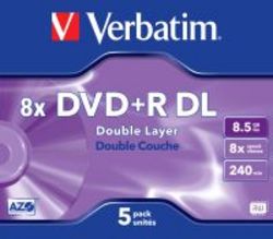Verbatim 8x DVD+R DL 5 Pack In Jewel Cases