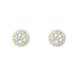 Goldair Gold Tone Stud Earrings Encrusted With Clear Crystals
