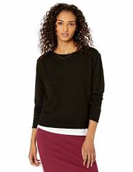 The Drop Women's Annabelle Long-sleeve Crew Neck Supersoft Stretch Pullover Black XS