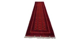 Very Fine Afghan Vaziri Carpet 393CM X 85CM Hand Knotted