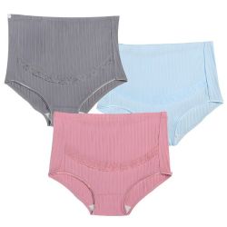 Maternity High Waist Panties Seamless Soft Abdomen Underwear Waist 3 Pack