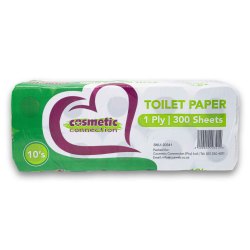 Toilet Paper 1 Ply 300 Sheets 10 Pack
