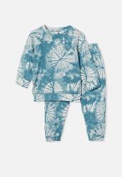 Cotton On Marcus Long Sleeve Lounge Set - Super Soft Tie Dye teal Storm