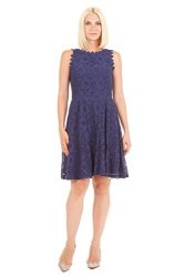 Tiana B Women's Lace Fit And Flare Dress Navy 10