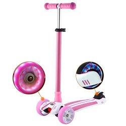 Weskate Toddler Scooter For Kids 3 Wheel Kick Scooter For Boy Girls Pu Light Up Wheels Abec 7 Adjustable Height Kids Scooter For Age 3-12