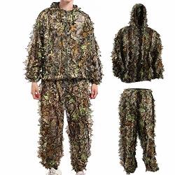 Hunting Camo Clothes Sniper Ghillie Suit Halloween Cosplay Costume Woodland 3D Leaf Hunting