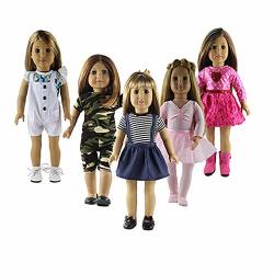 18 Inch Doll Clothes 5 Sets Clothes Outfits Dresses Daily Party Dress For 16-18 Inch American Girl Dolls And Other 35-46CM Dolls Accessories