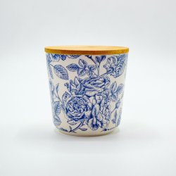Round Printed Canister With A Bamboo Lid - Floral