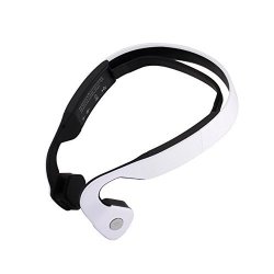 Powerrider Wireless Bone Conduction Headphones Bluetooth Earphone Sport Headset Built-in Microphone For Running Cycling Riding Driving And Jogging White
