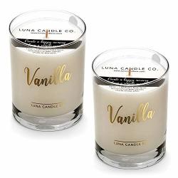 Luna Candle Co. Natural Soy Vanilla Jar Candle Elegant 11OZ. Glass Slow Burn Up To 110 Hours Of Burn Time Low Smoke Fresh And