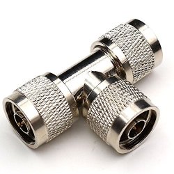 TEZONG 3 Way N Male to 2 N Male Splitter T Shape N Type Plug RF Coaxial Coax Adapter Antenna Connector 1Pack 