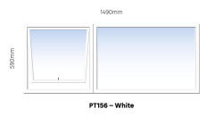 Top Hung Aluminium Window White PT156 1 Vent W1500MM X H600MM