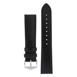 Osiris Calf Leather Watch Strap In Black - 18MM Silver