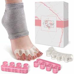 Pampyfeet Silicone Toe Separators With Moisturizing Ankle Sleeves For Dry Cracked Heels For Men And Women - Bunion Corrector And Bunion Relief - Hammertoe