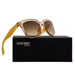 Women Leckirut Fashion Sunglasses UV400 Protection Eyewear Rhinestone Frame Sun Glasses For Shopping Hiking Travelling Brown