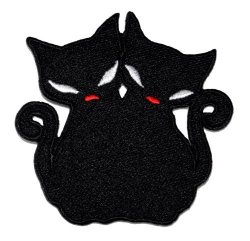 Twin Black Cat Diy Embroidered Sew Iron On Patch BLC-001