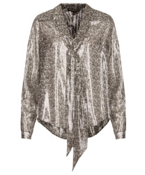 Kate Moss For Topshop Limited Edition Metallic Silk Blouse Silver-grey Floral Large Brand New
