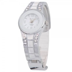 Women's Beautiful Decorative Half-open Analog Quartz Wrist Watch White