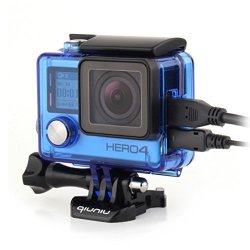 Side Open Protective Skeleton Housing Case With Lcd Touch Backdoor For Gopro Hero 4 Gopro Hero 3 And Gopro Hero 3+ - Transparent Blue