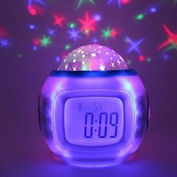 Facaig The Music Star Projection Clock Natural Sound Electronic Clock Colorful Seven LED Projection Clock