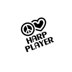 Pressfans - Peace Love Harp Player Music Car Laptop Sticker Decal